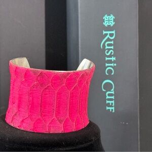 Rustic Cuff Fuchsia snakeskin Bracelet